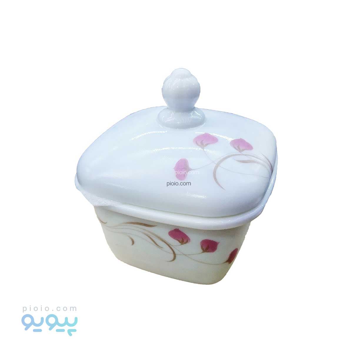 قندان چینی مربع طرح گل عمده و کارتنی