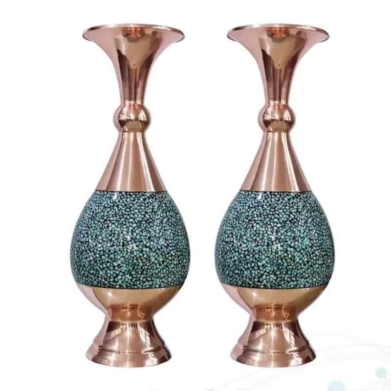مثنوی معنوی وزیری چرم با 2 گلدان بزرگ فیروزه — تصویر ۵