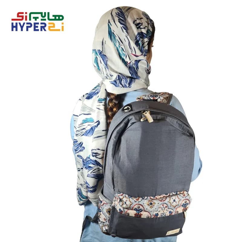 کوله پشتی دانش آموزی پسرانه زیماژ کد K014 طوسی با طرح کاشی — تصویر ۳