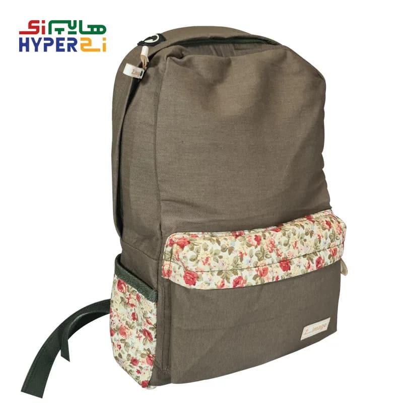 کوله پشتی زیماژ کد K022 طرح زمینه سدری-گل کرمی