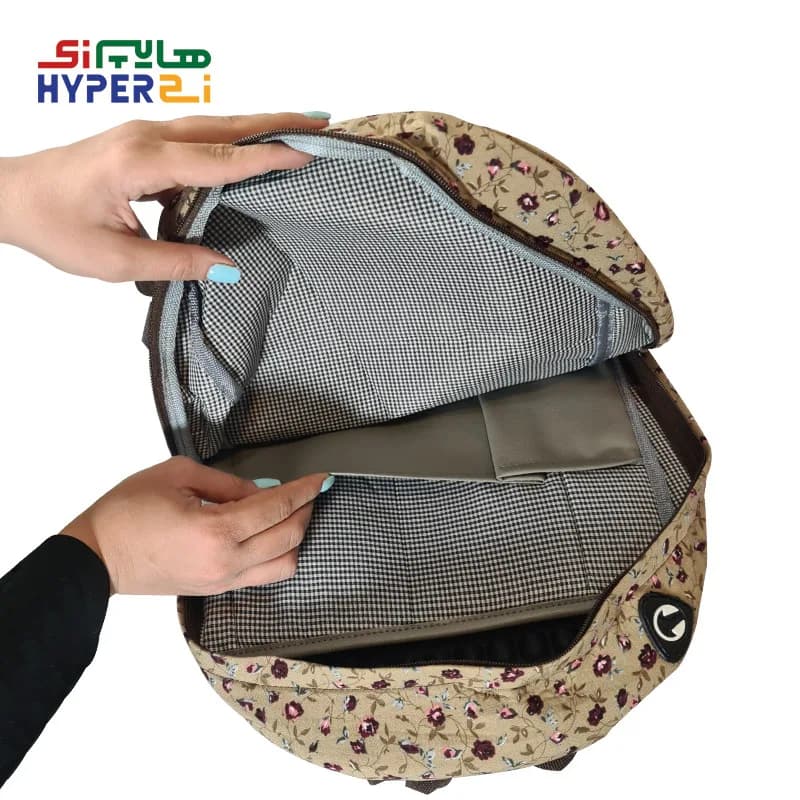 کوله پشتی مدرسه زیماژ کد K08 طرح خاکی گل دار — تصویر ۳