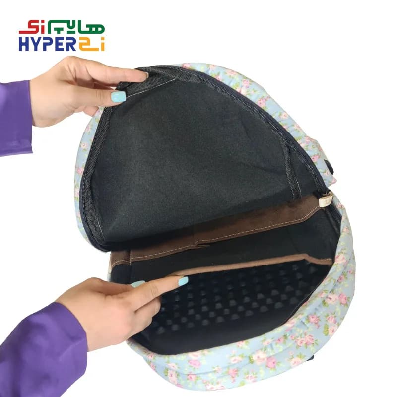 کوله پشتی زیماژ کد K011 طرح آبی کمرنگ گلدار — تصویر ۴