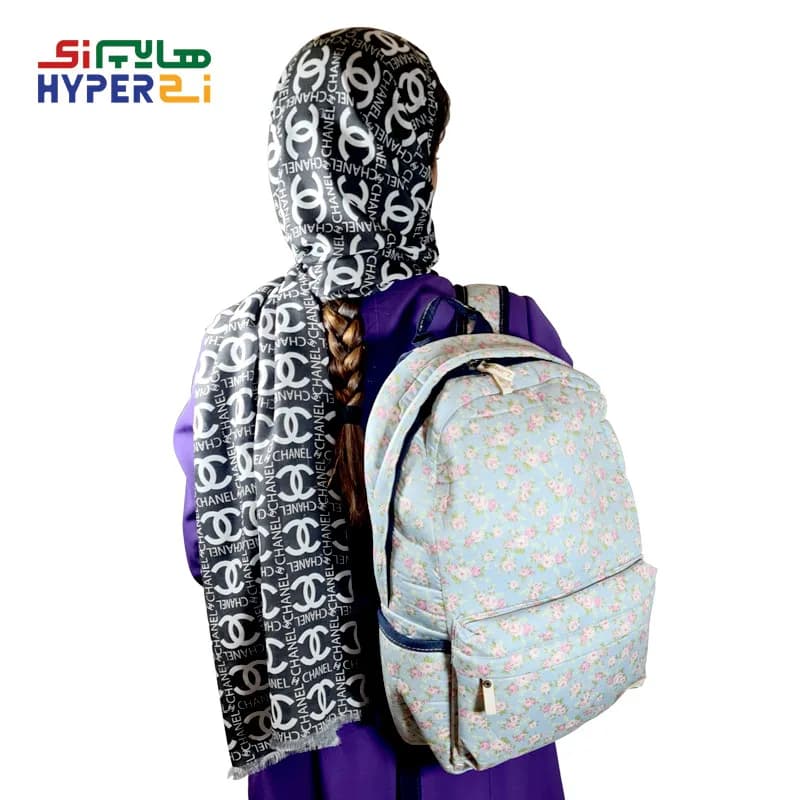 کوله پشتی زیماژ کد K011 طرح آبی کمرنگ گلدار — تصویر ۲