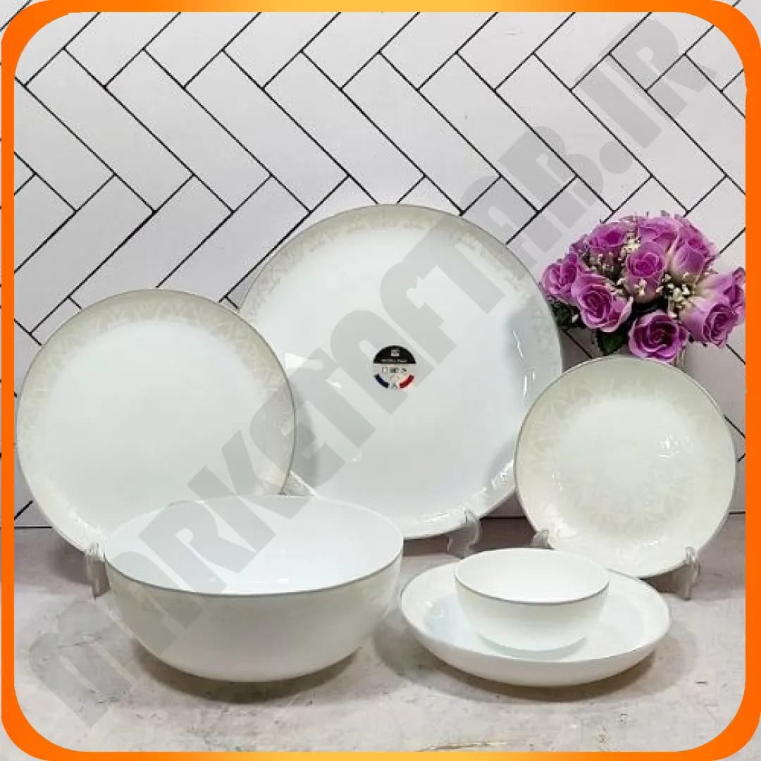 سرویس 26 پارچه دیوالی گلدار 50020 کرم (structure) گلدن اپال