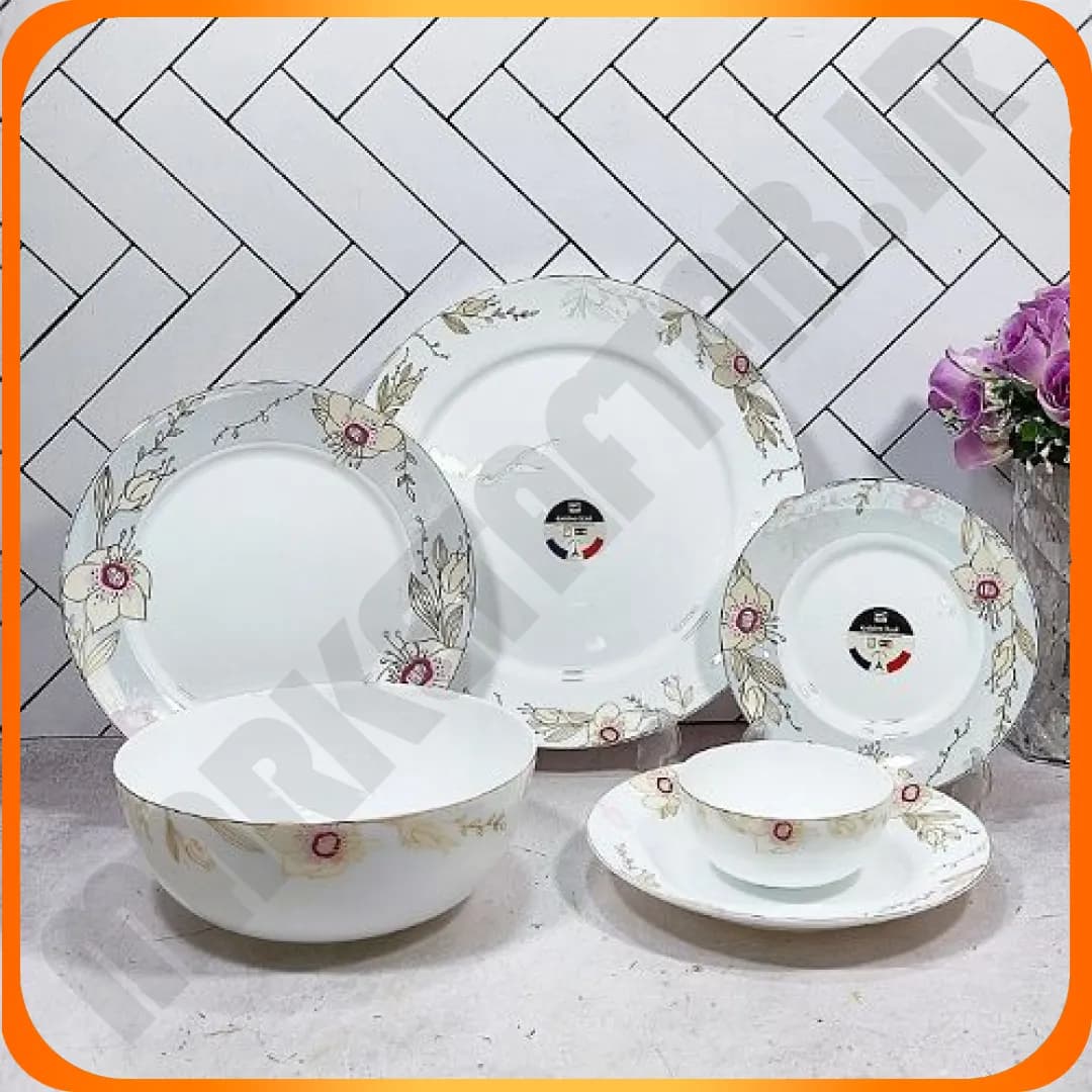 سرویس 26 پارچهmikasa bon طرح روناک گلدار طلایی گلدن اپال