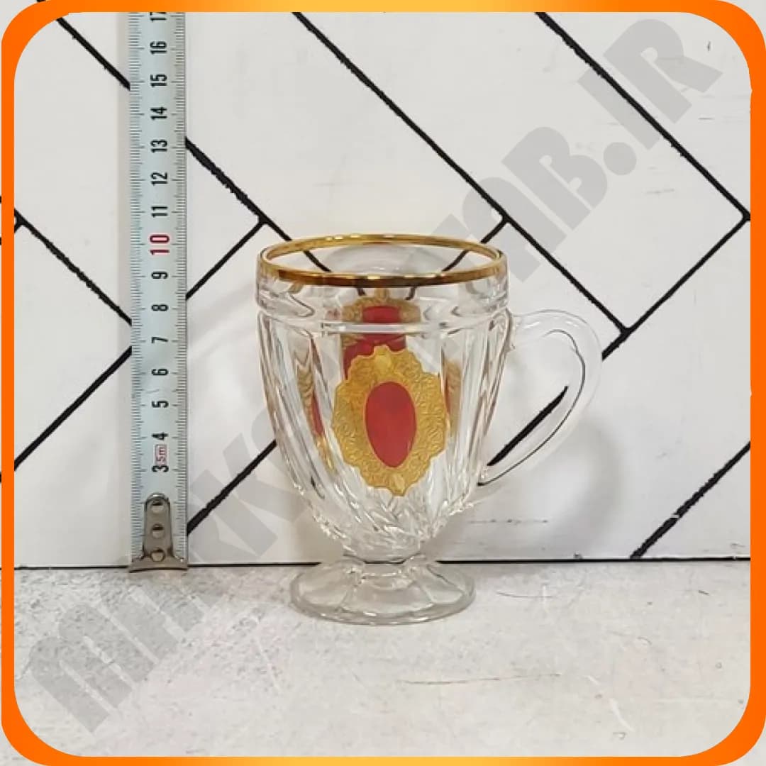 نیم لیوان پایه دار تولیپ ZII5607I لب طلا طرح دار زرشکی — تصویر ۳