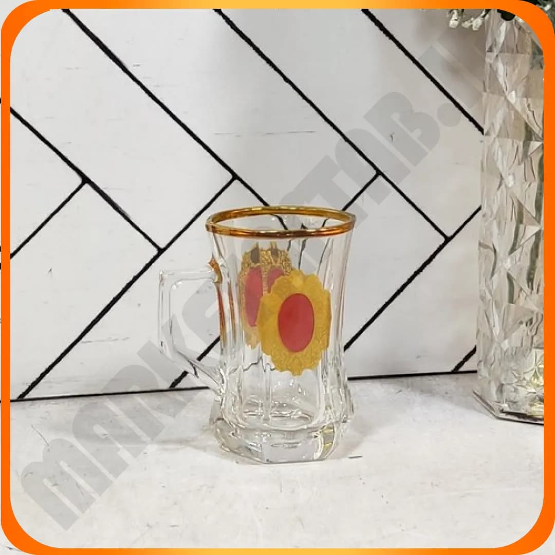 2010A فنجان گلکسی لب طلا طرح دار زرشکی چین — تصویر ۲