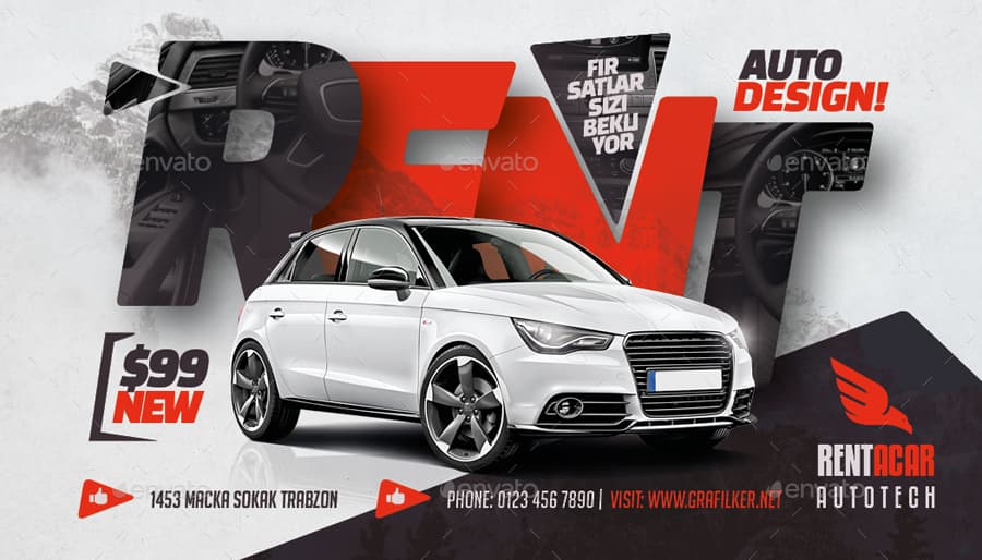 دانلود کارت ویزیت اجاره ماشین Rent A Car Business Card