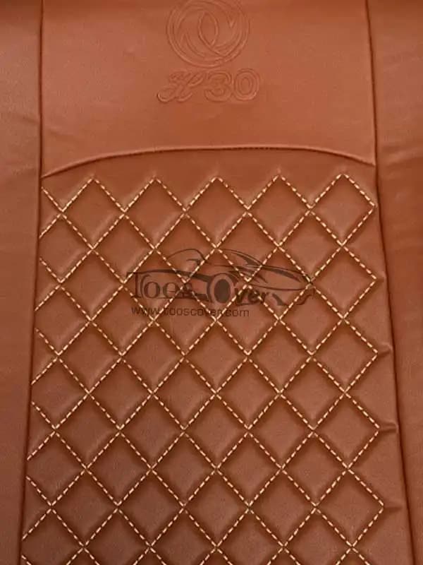 روکش صندلی خودرو دانگ فنگ اچ سی کراس چرم مارون وسط گلدوزی – کد 4016 — تصویر ۲