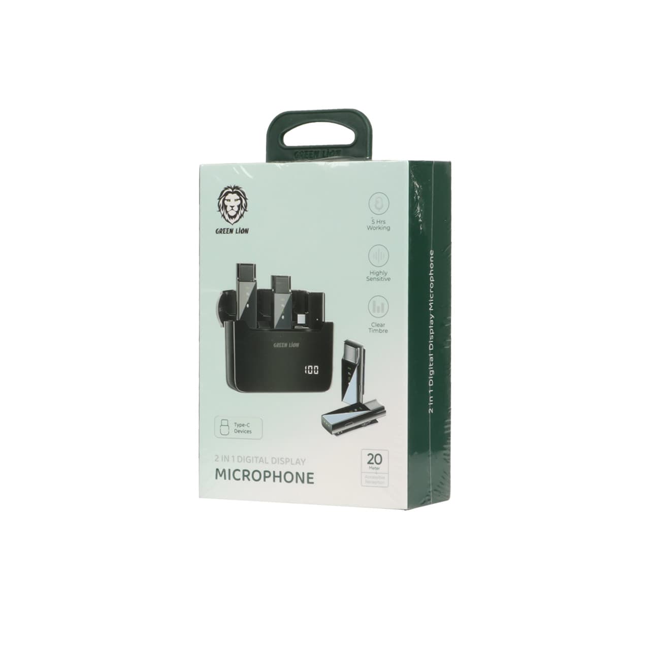 میکروفن یقهای گرین لاین Green Lion Type-C مدل GN2IN1DDNTCBK (دو میکروفون) — تصویر ۳