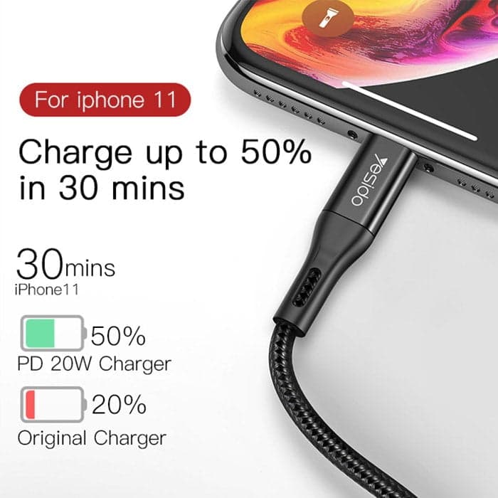 کابل تایپ سی به آیفون یسیدو مدل YESIDO CM11 Type C to Lightning MFI — تصویر ۴