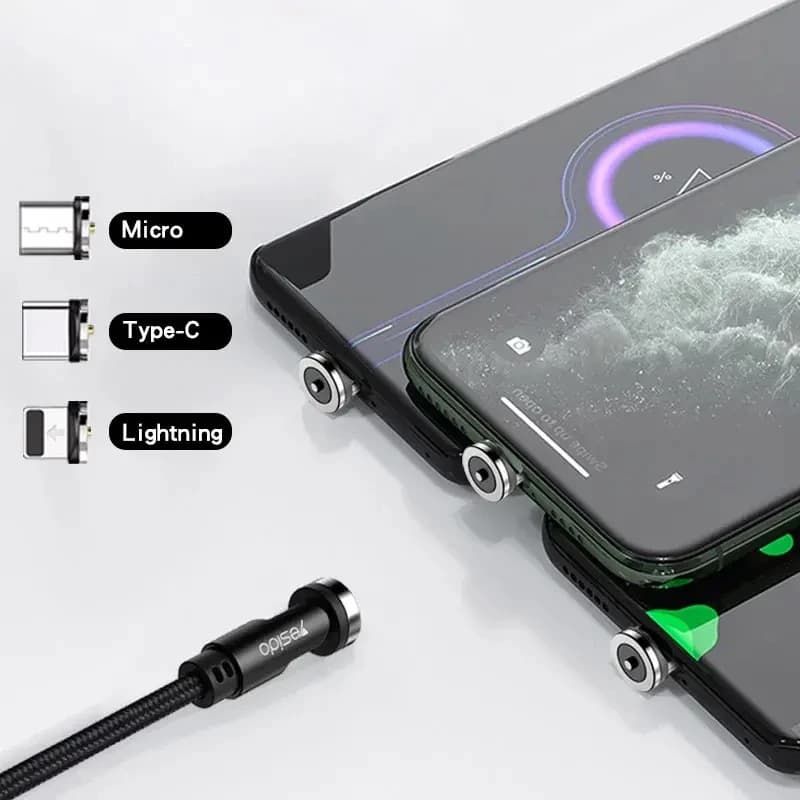 کابل تبدیل مغناطیسی USB به microUSB / USB-C / لایتنینگ یسیدو مدل CA68 طول 1 متر — تصویر ۵