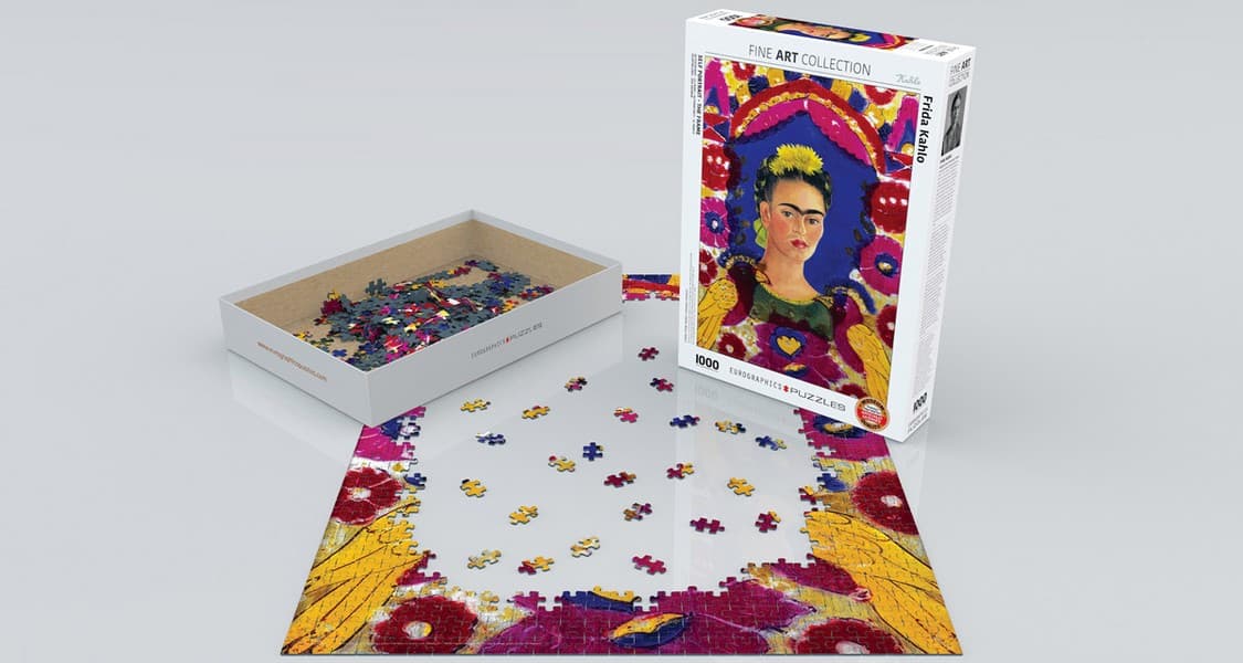 پازل 1000 تکه self portrait – the frame – frida kahlo یوروگرافیک — تصویر ۳