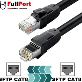 کابل شبکه پچ کورد CAT8 S/FTP (برند UGREEN – مدل NW121 – کد 70330 – طول 3 متر – مشکی – گارانتی 18 ماهه پایا ارتباط) (روکش گرد PVC – کانکتورهای RJ45 – نوع S/FTP) — تصویر ۲