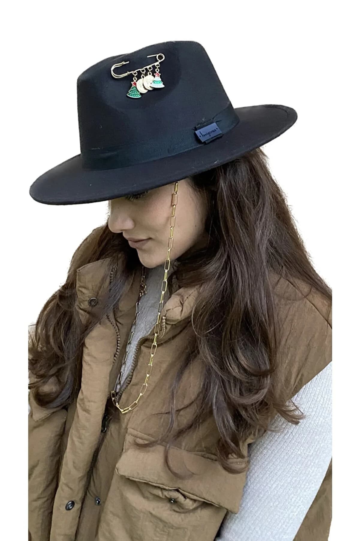 کلاه شاپوی فدورا مشکی با اکسسوری لاویونسا laviyonsa Fedora Black 404794021 — تصویر ۳