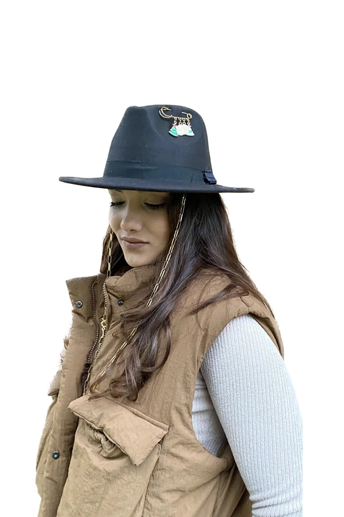 کلاه شاپوی فدورا مشکی با اکسسوری لاویونسا laviyonsa Fedora Black 404794021 — تصویر ۶