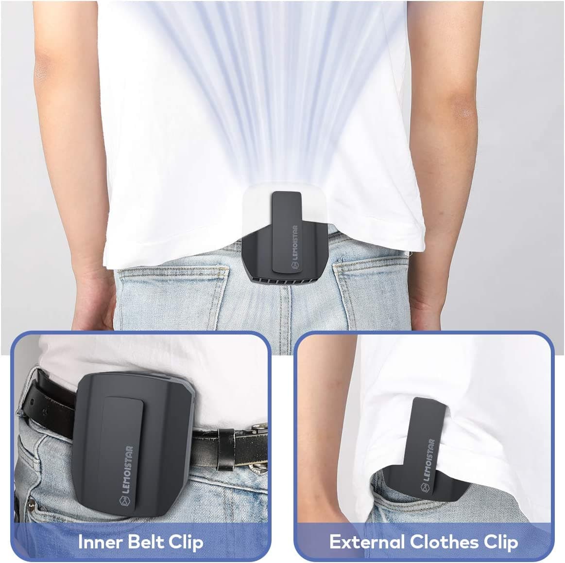 پنکه شارژی Portable Mini Waist Clip Fan — تصویر ۸