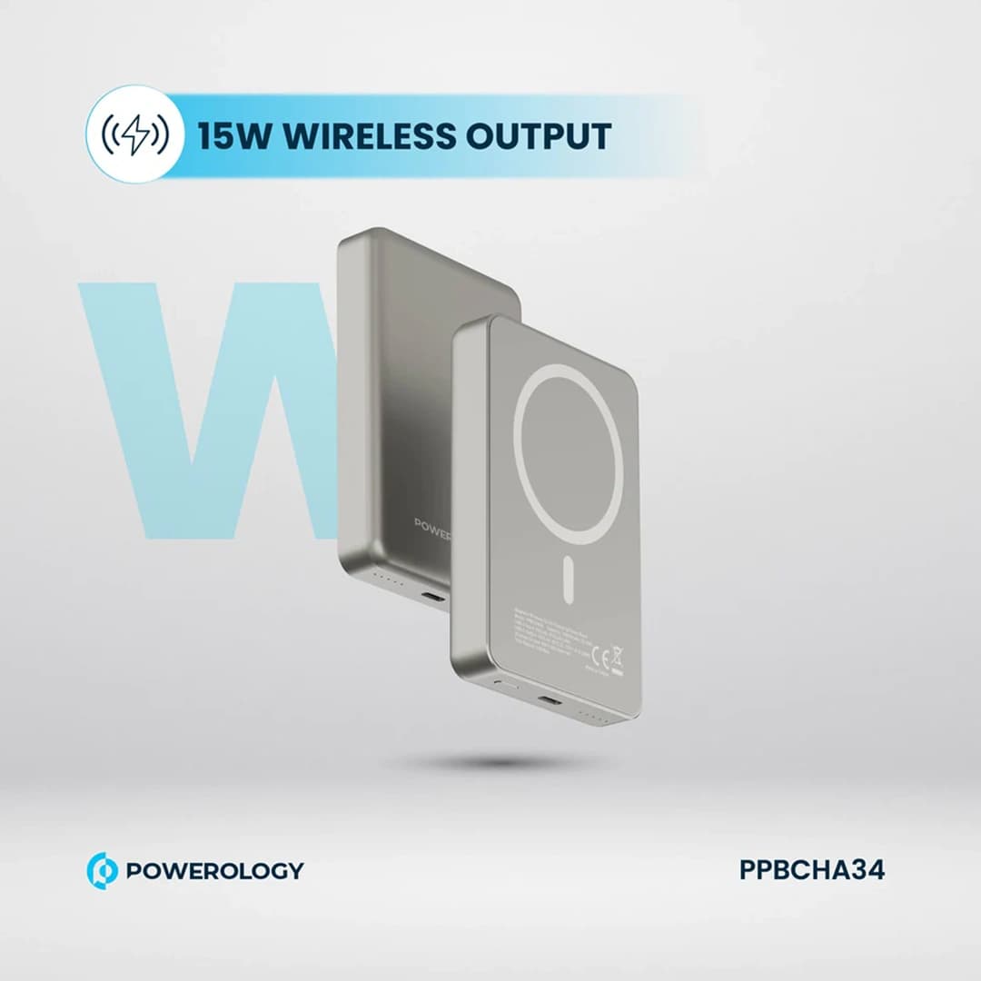پاوربانک 10000mAh وایرلس شارژ مگ سیف Powerology مدل PPBCHA34 — تصویر ۴