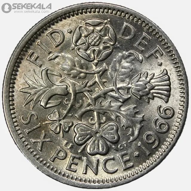 سکه 6 پنس انگلیس 1966 (ملکه الیزابت)(UNC)