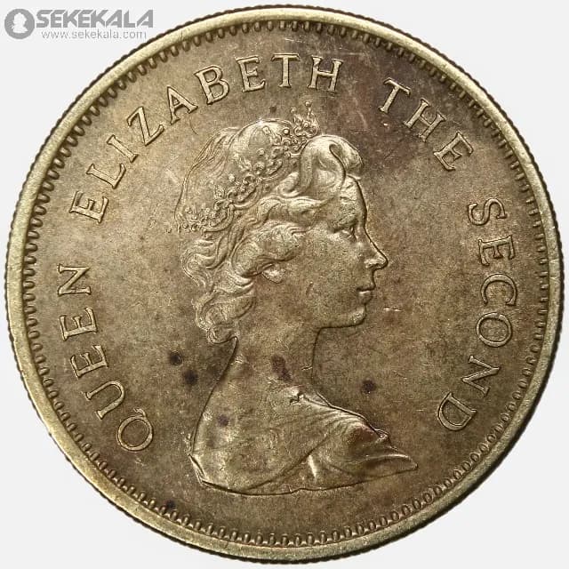 سکه 50 سنت هنگ کنگ مستعمره بریتانیا 1977 (ملکه الیزابت)(AU) — تصویر ۲
