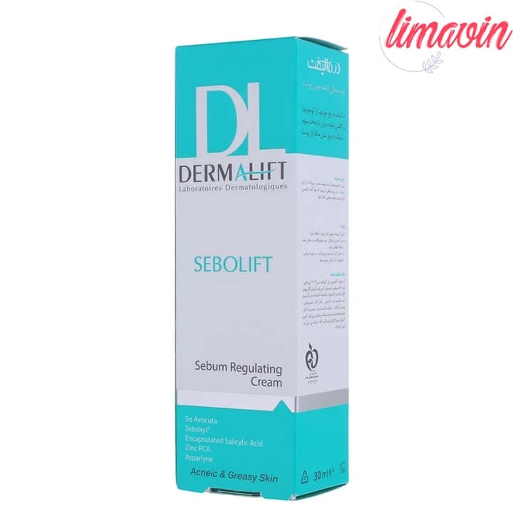 کرم متعادلکننده چربی پوست صورت درمالیفت مدل sebolift مناسب پوستهای چرب و آکنهای حجم 30 میلی لیتر — تصویر ۲