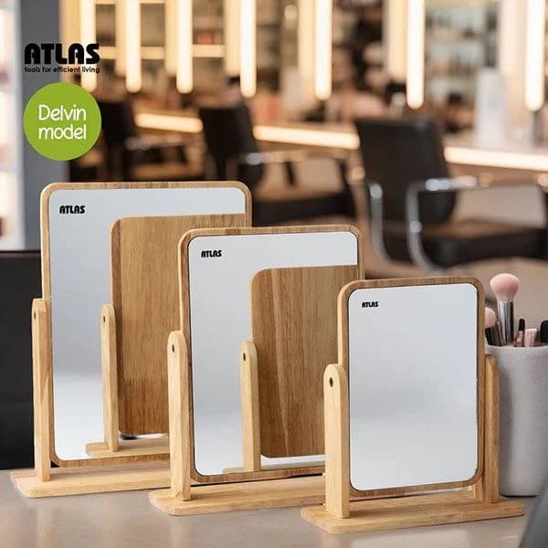آینه ی رو میزی اطلس ATLAS تمام چوب مدل دلوین متوسط 22×16 cm کد 247 — تصویر ۲