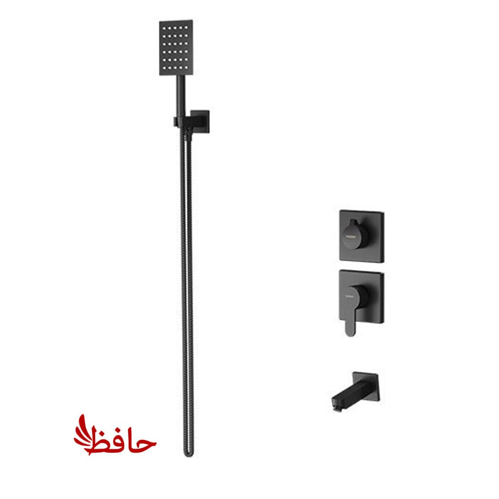 شیر حمام توکار راسان مدل ویوات فلت مشکی کلاس 4