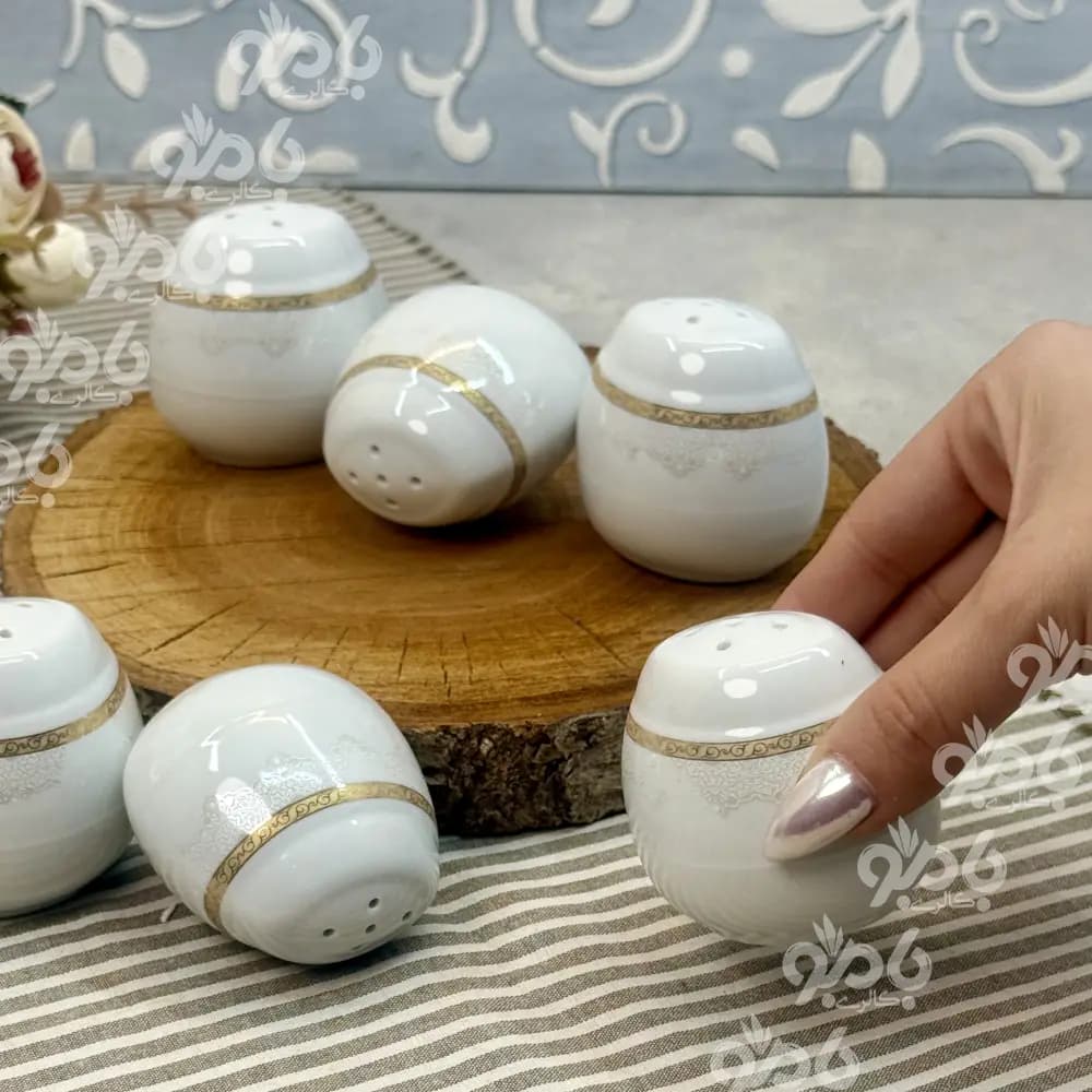 نمکدان 6 عددی گرد چینی لمون — تصویر ۳