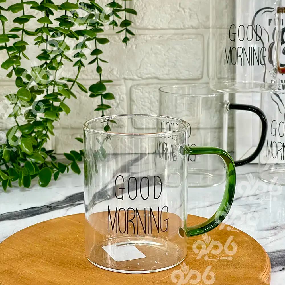 ماگ پیرکس گودمورنینگ استوانه دسته دار دسته رنگی — تصویر ۶