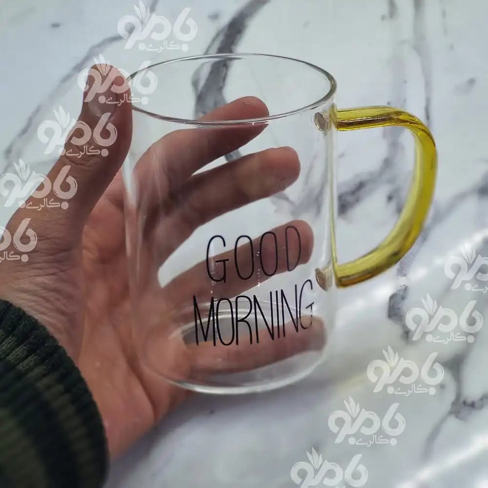 ماگ پیرکس گودمورنینگ استوانه دسته دار دسته رنگی — تصویر ۴