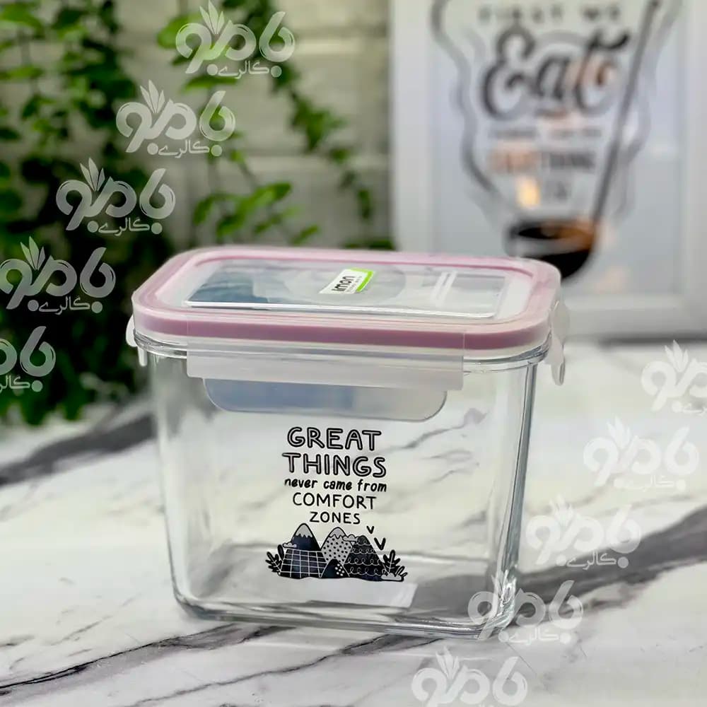 ظرف شیشه ای 920میل چاپدار لیمون 2227