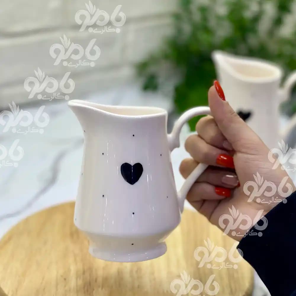 پارچ سرامیکی کوچک قلب خال مشکی
