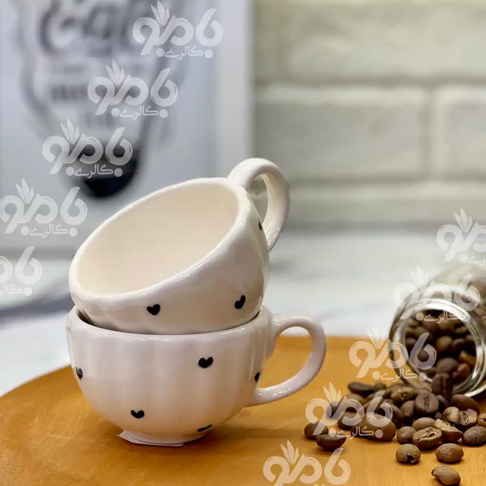 فنجان قهوه خوری سرامیکی 7 سانت دالبری قلب ریز مشکی