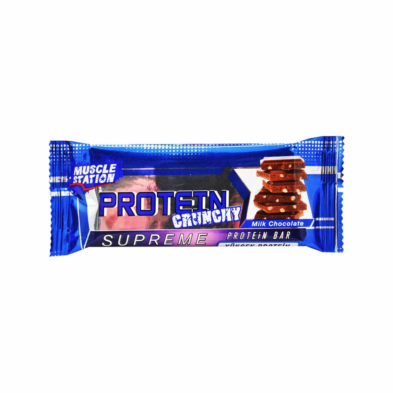 پروتئین بار شکلات شیری و برنجک ۴۰ گرم کرانچی ماسل – muscle station — تصویر ۲