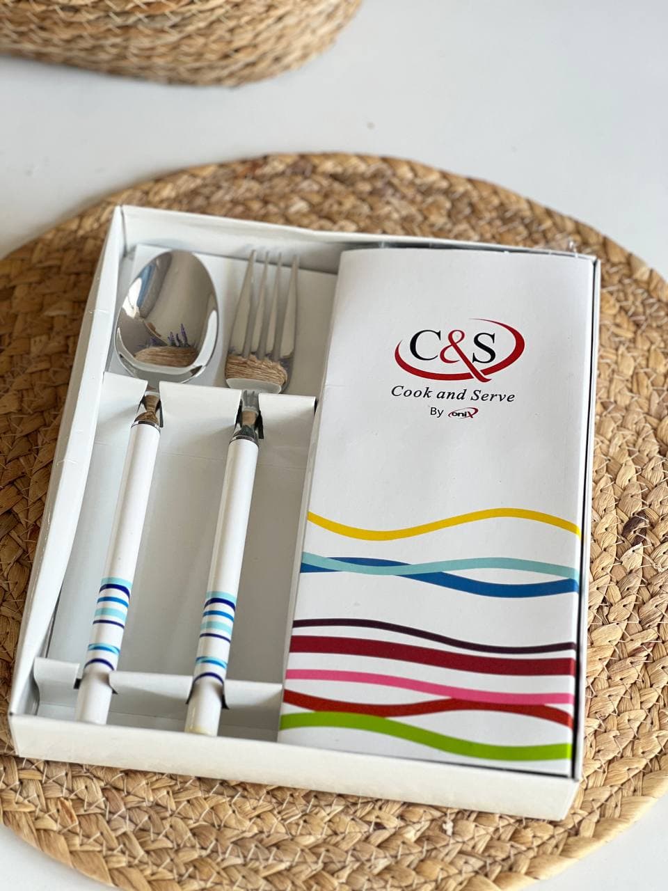 قاشق و چنگال غذاخوری C&S(طرح نوار رنگی) — تصویر ۶