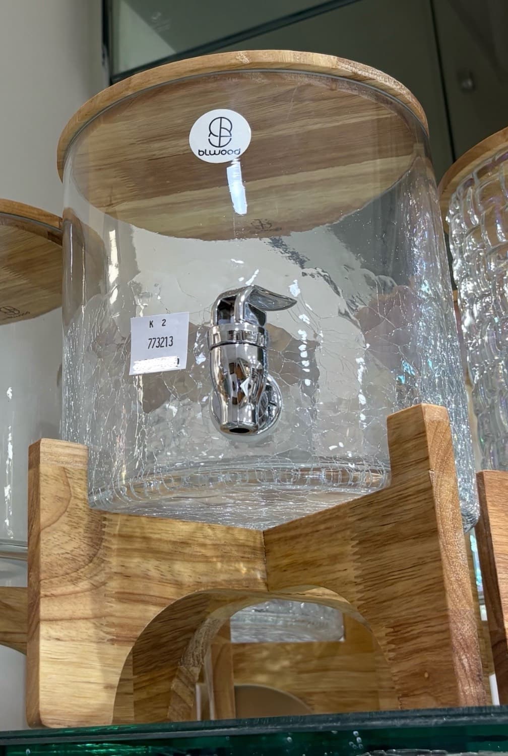 کلمن شیشه ای پایه چوبی مدل ترکیبی ساده و آبگز BLWOOD کد3213(ارسال با پیک فقط برای تهران و کرج) — تصویر ۲