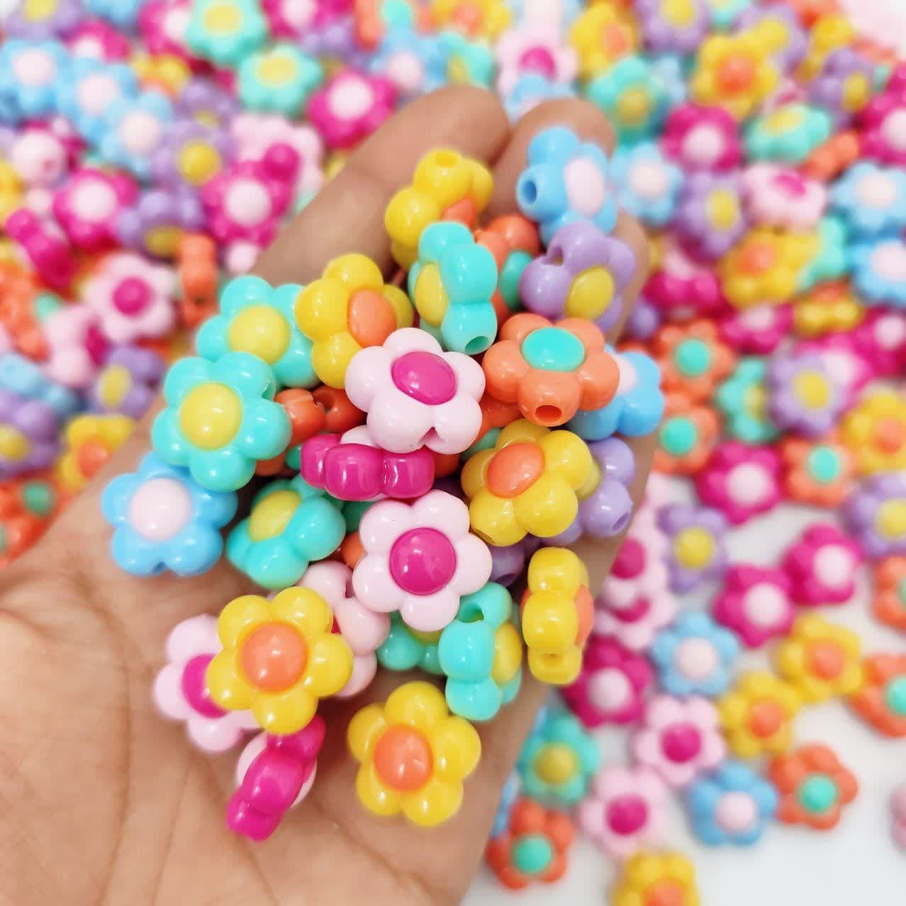 مهره رنگی گل مینیمال (100گرم) — تصویر ۲