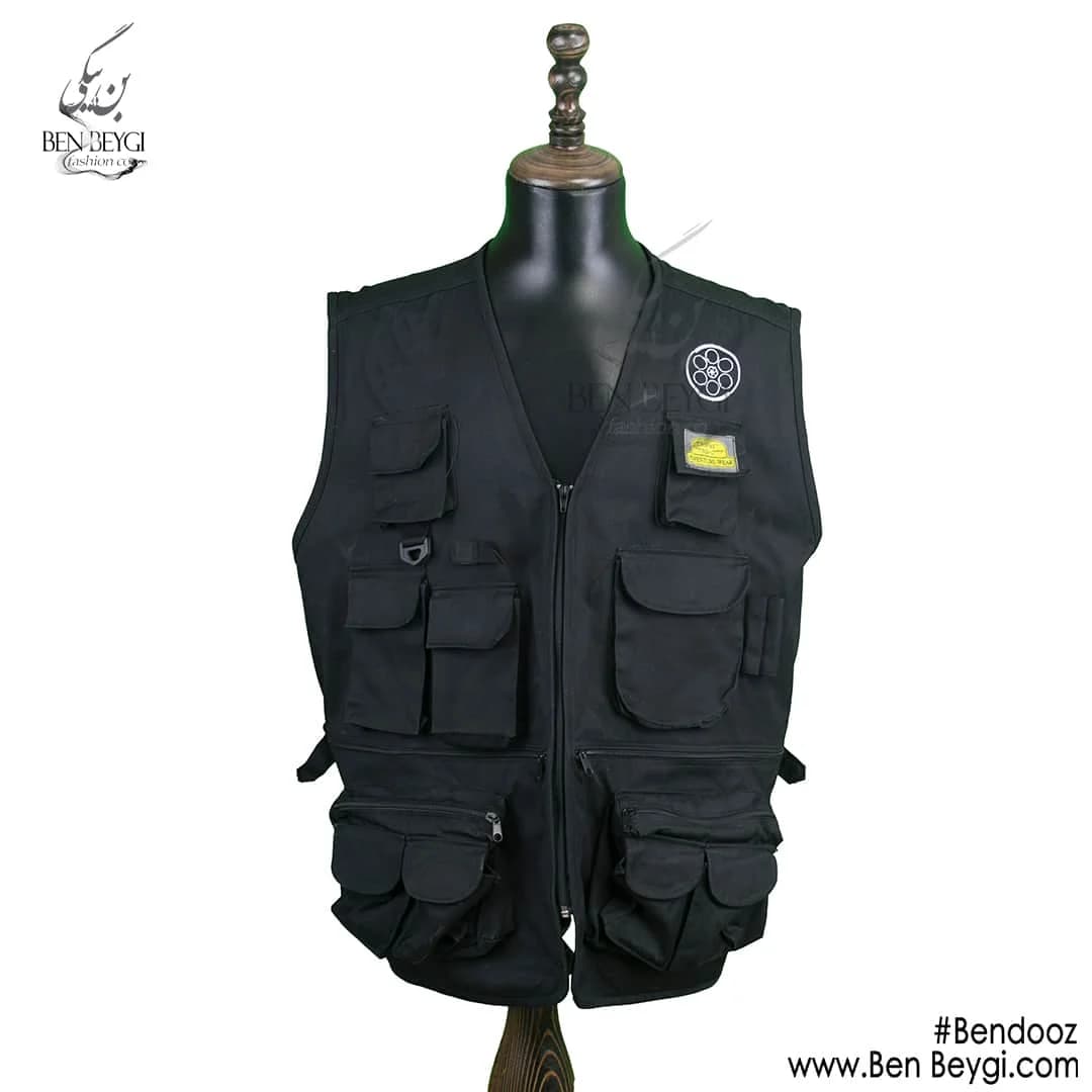 جلیقه ابزار پارچه کتان پرجیب جلو زیپ دار آستر دار کد 7837