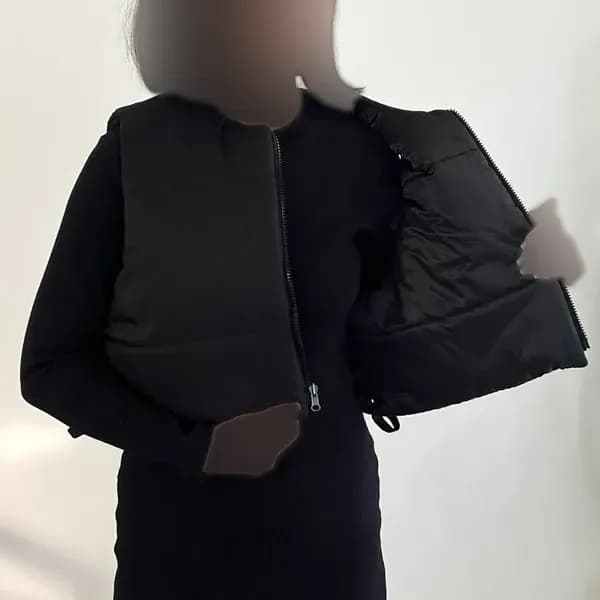 پافر کراپ زنانه دو رو جنس مموری کمر گت دار مناسب سایز 38 تا 42 — تصویر ۷