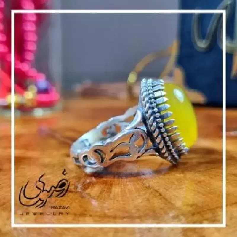 انگشتر نقره زنانه طرح ریما با نگین شرف الشمس — تصویر ۶