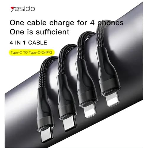 کابل USBبه4سرTYPE Cو Lightningیسیدو YESIDO CA111 — تصویر ۴