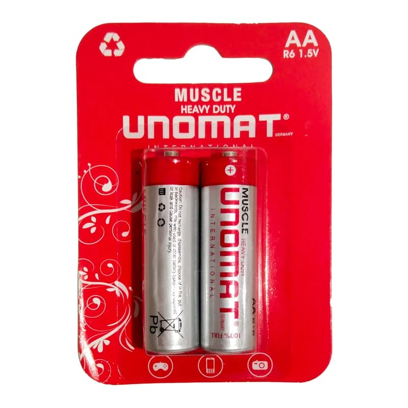 باتری قلمی AA یونومات مدل Heavy Duty بسته دو عددی