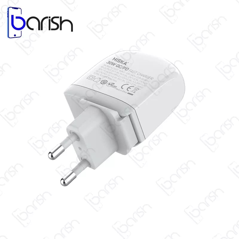 شارژر دیواری 30 وات هیسکا مدل H-115PD به همراه کابل Type-C — تصویر ۲