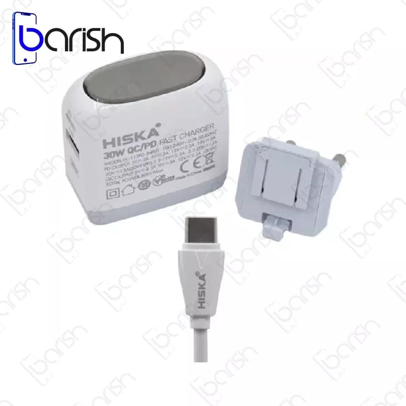 شارژر دیواری 30 وات هیسکا مدل H-115PD به همراه کابل Type-C — تصویر ۳