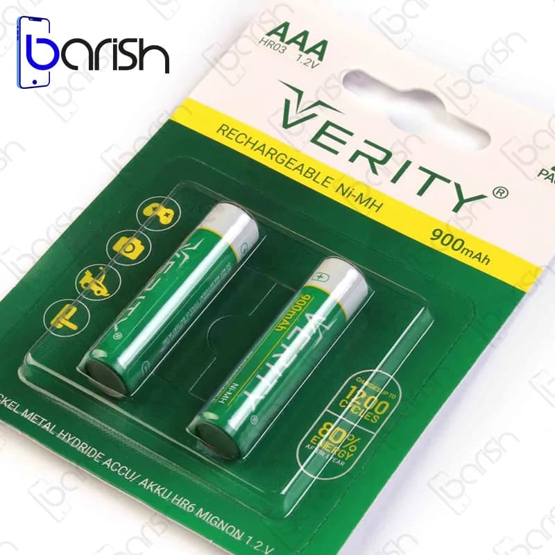 باتری نیم قلمی 900mAh شارژی وریتی – بسته 2 عددی — تصویر ۲