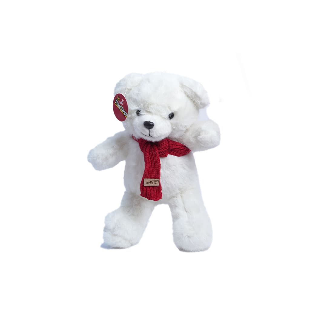 عروسک خرس شال گردنی سفید 30سانت