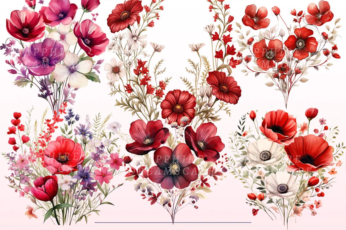 40 طرح PNG گل های کوهی و صحرایی — تصویر ۷