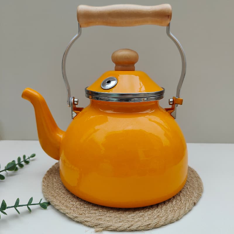کتری لعابی طرح English Home انگلیش هوم 2/5 لیتری (سفید-نارنجی-کالباسی-ابی) — تصویر ۲