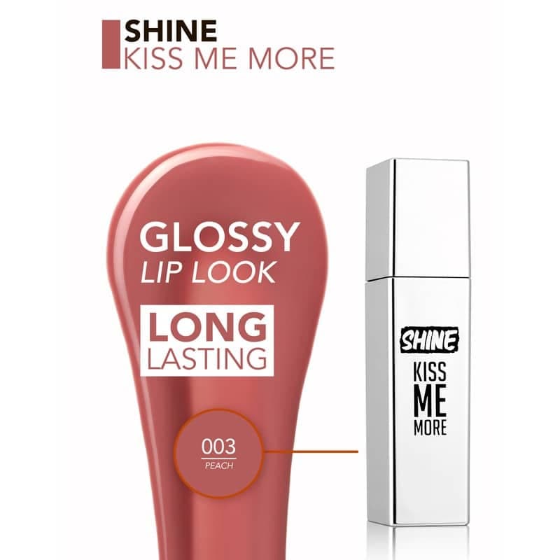 رژلب مایع شاین فلورمار flormar مدل Kiss Me More SHINE کد 003(رنگ Peach) — تصویر ۲