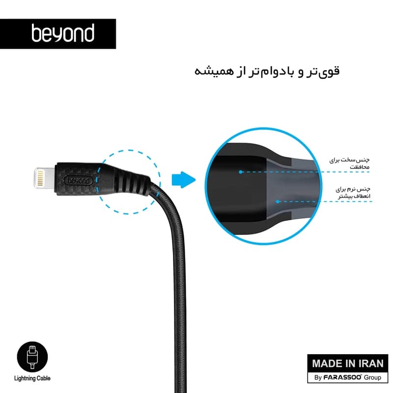 کابل شارژ USB به لایتنینگ بیاند مدل BA-312 طول 1 متر — تصویر ۳